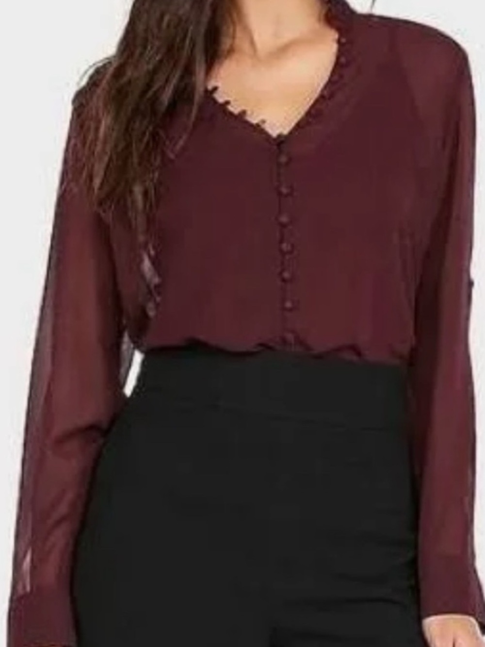 Express Sheer Button Front Sheet Blouse